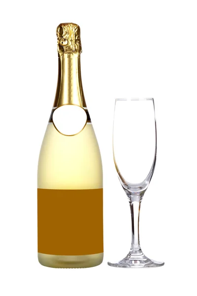 Бутылка шампанского и бокал — стоковое фото