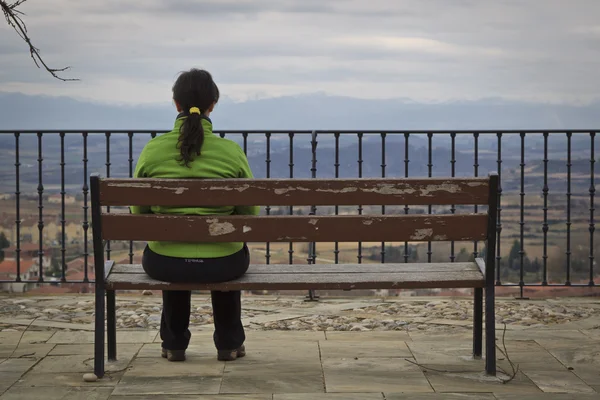 Одинокая женщина смотрит на пейзаж Лицензионные Стоковые Изображения