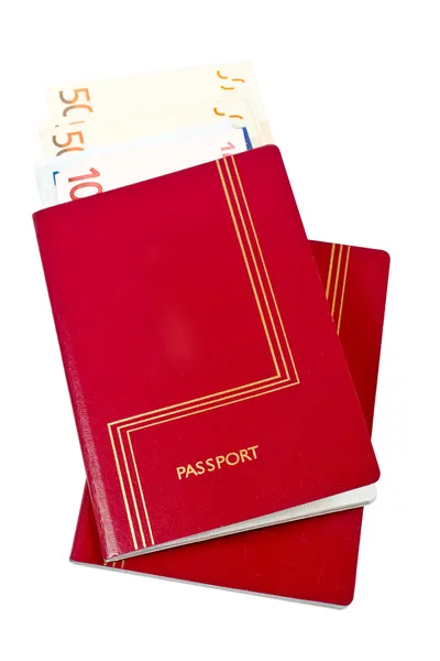 2 여권과 돈을 스톡 사진