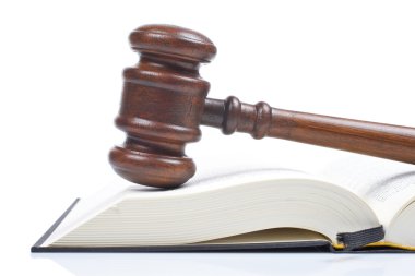 Wooden gavel and law book clipart