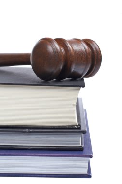 Wooden gavel and law books clipart