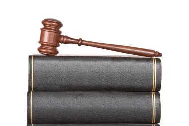 Wooden gavel and law books clipart