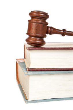 Wooden gavel and law books clipart