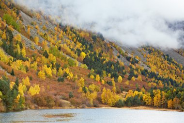 Mountain lake in autumn clipart