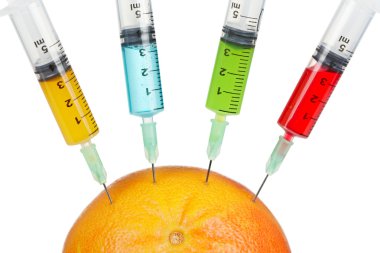 Grapefruit with four syringes clipart