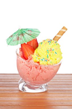 Delicious strawberry and vanilla ice cream clipart