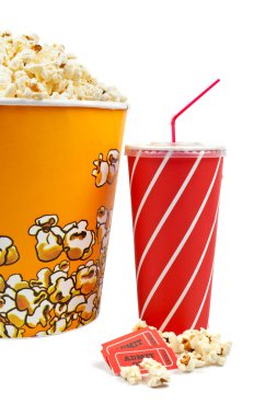 Popcorn bucket, tickets and soda clipart