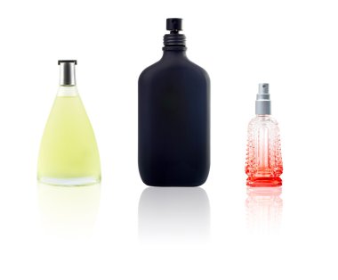 Three bottle of perfum with reflection clipart