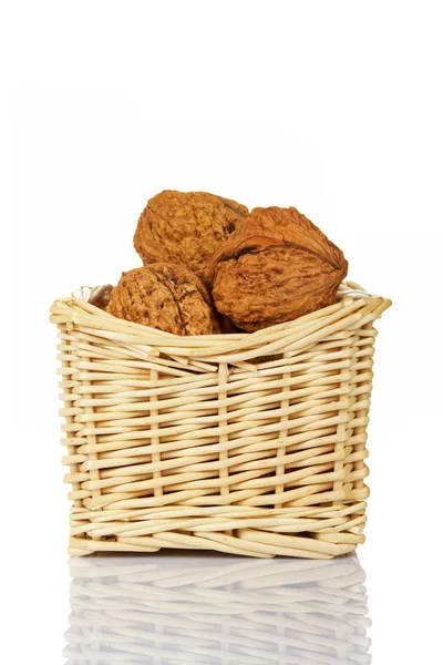 Walnuts in the basket — Stock Photo, Image