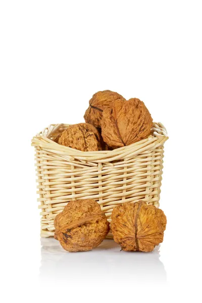 Walnuts in the basket — Stock Photo, Image
