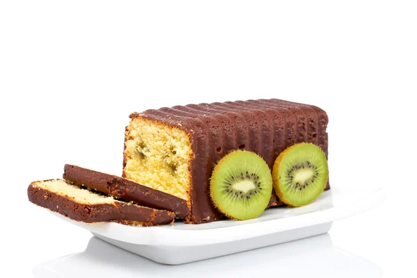 Slices of cake with kiwi — Stock Photo, Image