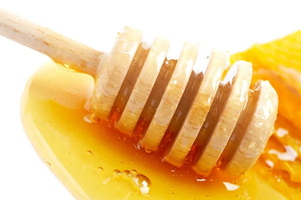 Μέλι και ξύλινο drizzler — Φωτογραφία Αρχείου