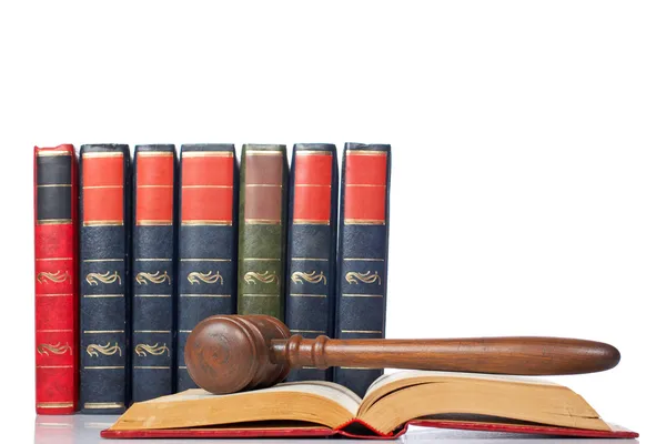 Gavel over the opened law book — Stock Photo, Image