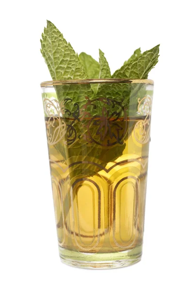 Glass cup of tea with leaves of mint — Stock Photo, Image