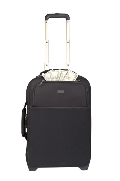 お金でスーツケースのトロリー — ストック写真