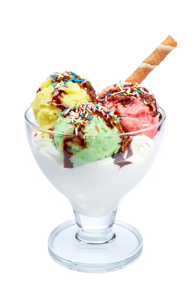 Fagylalt, csoki szirup — Stock Fotó