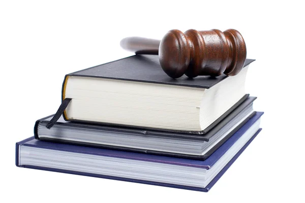 Wooden gavel and law books — Stock Photo, Image