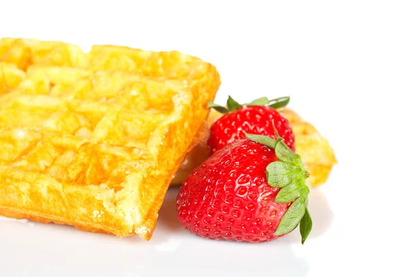 Waffles and strawberries — Stock Photo, Image