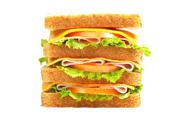 ダブル ハムのサンドイッチ — ストック写真