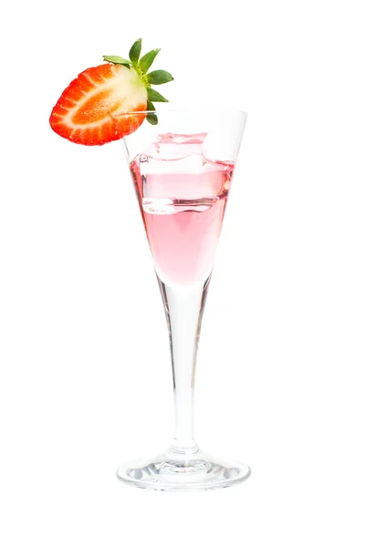 Strawberry cocktail with ice cube — Stock Photo, Image