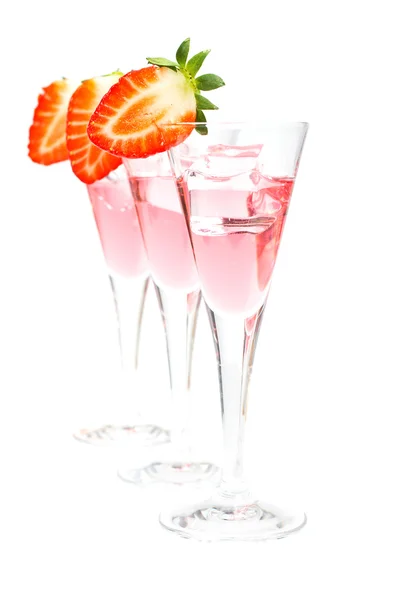 Tre bicchieri di cocktail di fragole — Foto Stock
