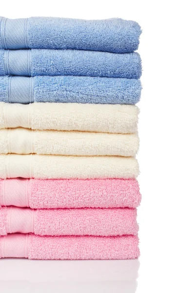 Multicolored towels stacked — Stock Photo, Image