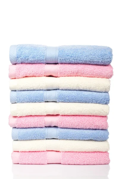 Multicolored towels stacked — Stock Photo, Image