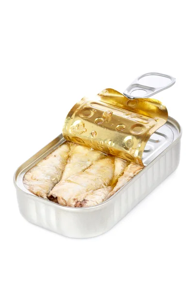 Tin van sardines geopend — Stockfoto