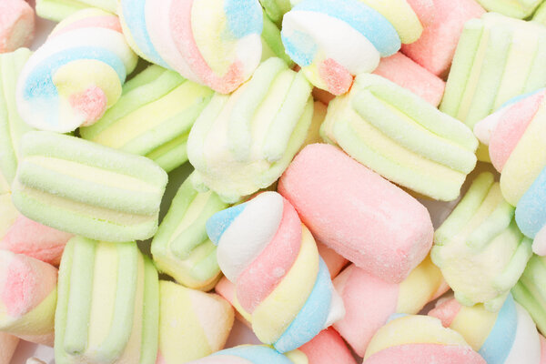 Multicolored marshmallows background