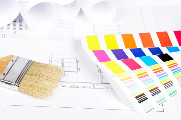 Paintbrush and color guide — Stock Photo, Image