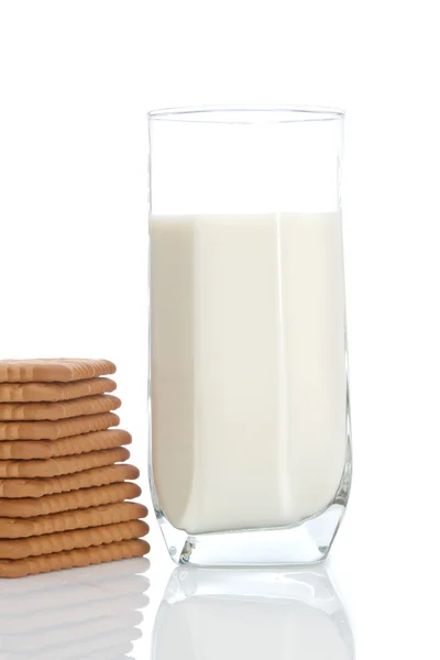 Μπισκότα και γάλα ποτήρι — Φωτογραφία Αρχείου