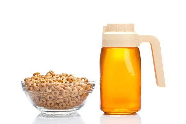 Honung tillbringare och cornflakes — Stockfoto