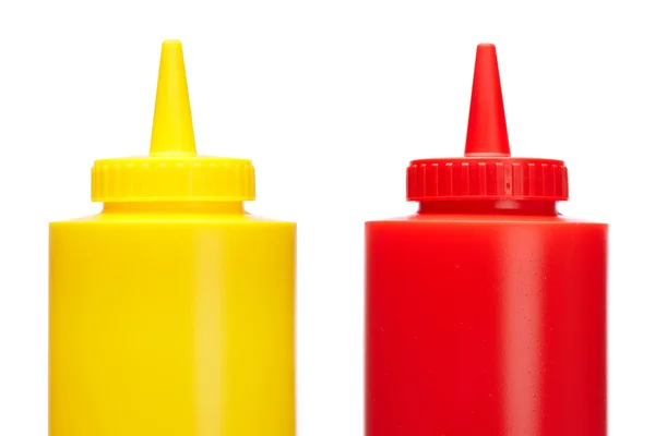 Flaconi di ketchup e senape — Foto Stock