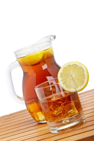Ice tea with lemon pitcher — Stock Photo, Image