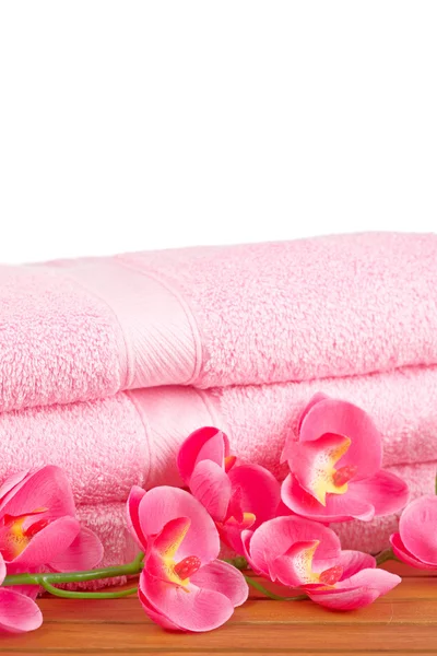 Handtücher und Blumen — Stockfoto