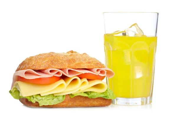 Бутерброд і апельсинова сода — стокове фото