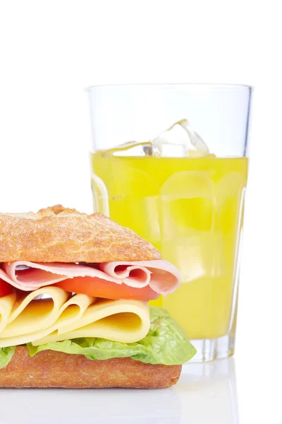 Sandviç ve orange soda — Stok fotoğraf