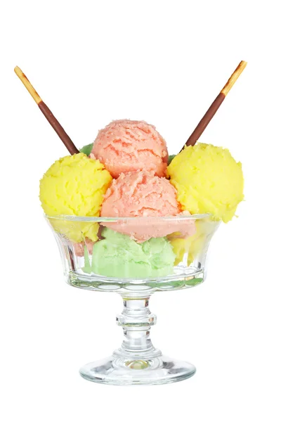 マルチ風味アイスクリーム ガラス — ストック写真