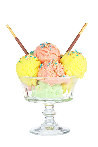 Multi flavor ice cream glass — Stock Photo, Image