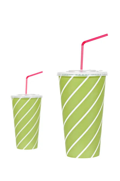 Duas bebidas de refrigerante com palha vermelha — Fotografia de Stock