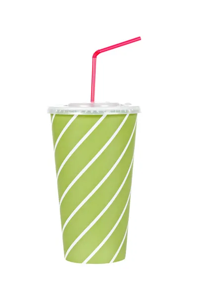 Frisdrank drinken met rode stro — Stockfoto