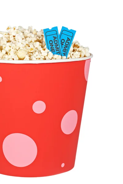 Dettaglio biglietti e popcorn — Foto Stock