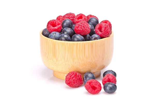 stock image Blueberries and raspberries in a bowl