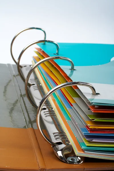 Binder closeup with files stacked — Stock Photo, Image
