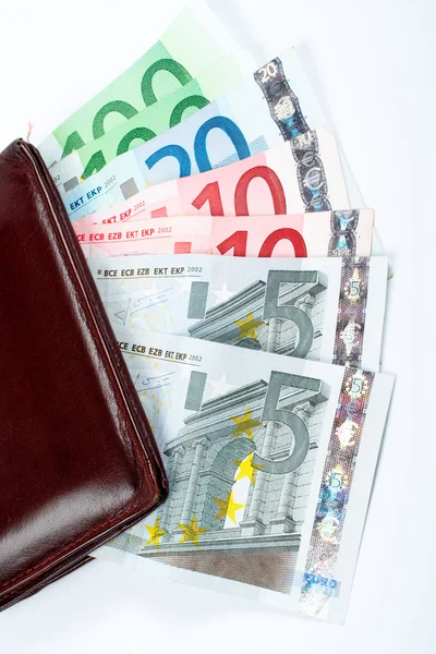 Régi bőr pénztárca számlák belső rész — Stock Fotó