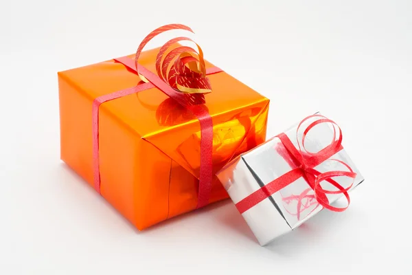 Two gift boxes white background — Stock Photo, Image