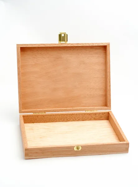 Otwórz drewniane pudełko pusty — Zdjęcie stockowe