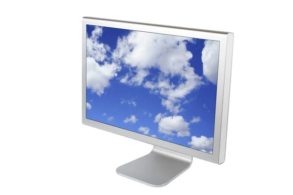 Plochý lcd monitor počítače — Stock fotografie