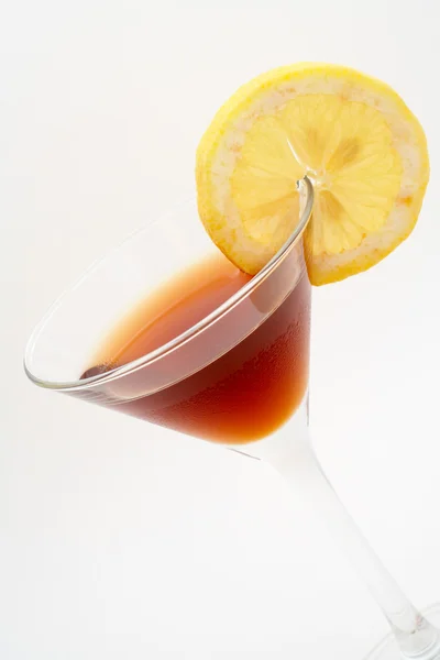 Detail of red cocktail with lemon — Stock Photo, Image