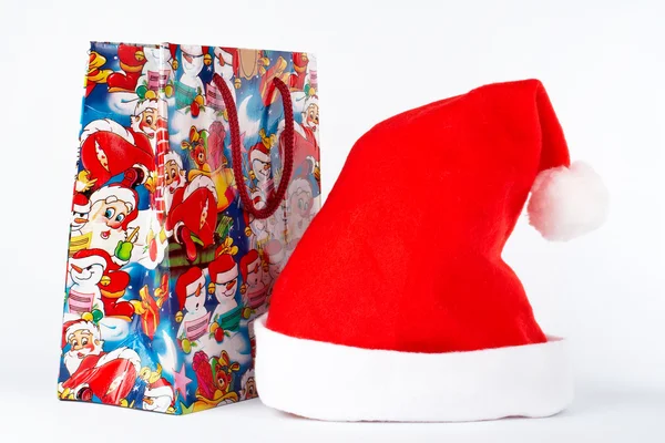 Detail of christmas hat and bag — Stock Photo, Image